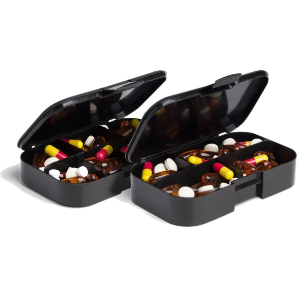 SmartShake Pill Box Organizer, 2-pack - Black | SmartShake
