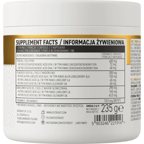 OstroVit Omega 3-6-9 180 capsules | OstroVit