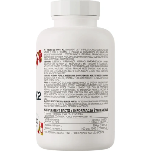 OstroVit - Vitamin D3 4000 + K2, 100 tabs | OstroVit