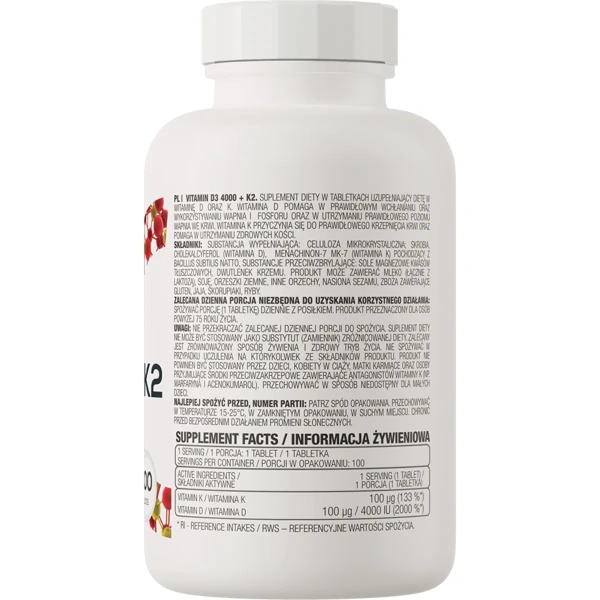 OstroVit - Vitamin D3 4000 + K2, 100 tabs | OstroVit