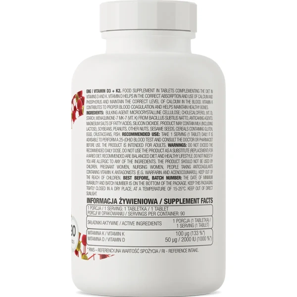 OstroVit Vitamin D3 + K2 90 tablets | OstroVit