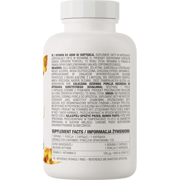 OstroVit Vitamin D3 4000 IU 120 softgels | OstroVit