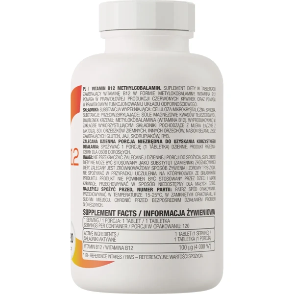 OstroVit Vitamin B12 Methylcobalamin 100 µg 120 tablets | OstroVit