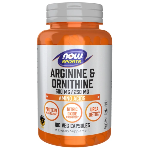 Now Foods, Arginine & Ornithine (Arginiin & Ornitiin), 500 mg / 250 mg, 100 kapslit | Now Foods