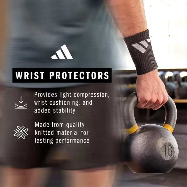 Adidas Wrist Protector/ Pair, Black/White | Adidas