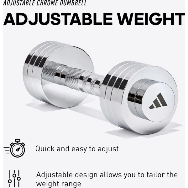Adidas Adjustable Chrome Dumbbell Set, 5kg | Adidas