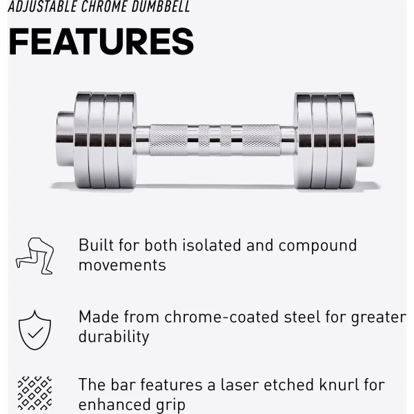 Adidas Adjustable Chrome Dumbbell Set, 5kg | Adidas