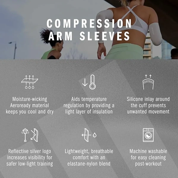 Adidas Aeroready Compression Arm Sleeves, White | Adidas