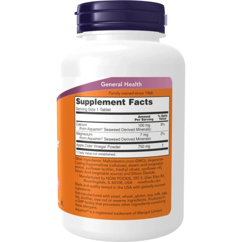Õunasiidriäädikas, Apple Cider Vinegar 750mg extra strength, 180tbl... 2
