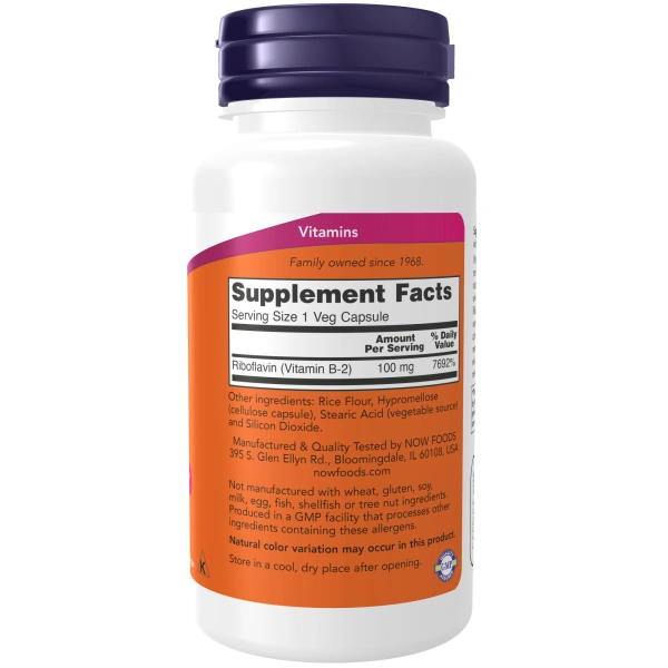NOW Foods, B-2, 100 mg, 100 Veg Capsules | Now Foods