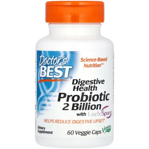 Doctor's Best Digestive Health Probiotic 2 miljardit LactoSpore'iga - 60 taimset kapslit | Doctor's BEST