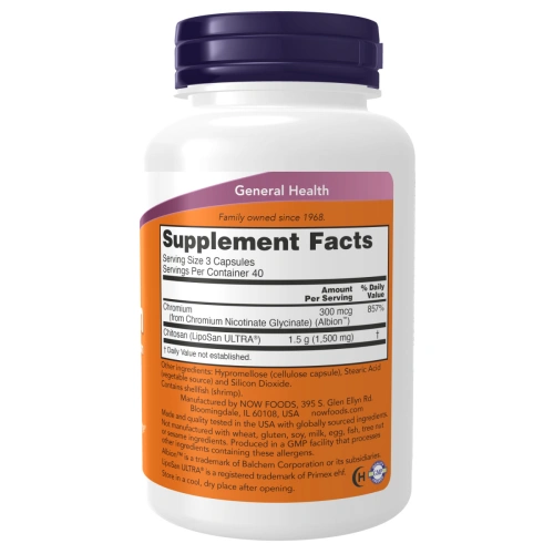 NOW Foods, Chitosan, 500mg Plus Chromium - 120 vcaps | 