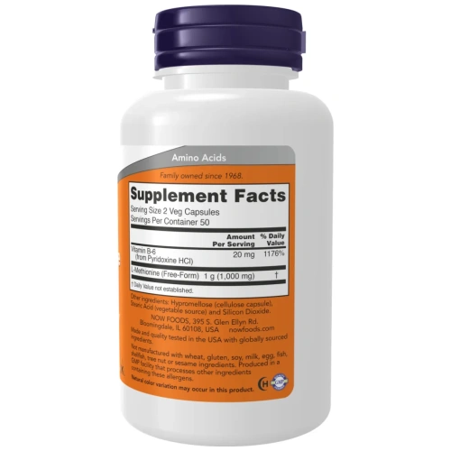 NOW Foods L-Methionine, 500mg - 100 caps | Muut aminohapot – Osta n... 2