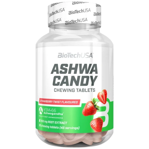 BioTechUSA Ashwa Candy – 90 närimistabletti (Strawberry twist) | BiotechUSA