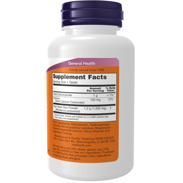 NOW Foods Red Yeast Rice Concentrated 10:1 Extract, 1200mg - 60 tablets | Now Foods