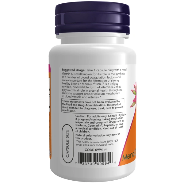 Now Foods, MK-7 Vitamin K-2 (Vitamiin MK-7 ja K2), 300 mcg Extra Strength, 60 kapslit | Now Foods