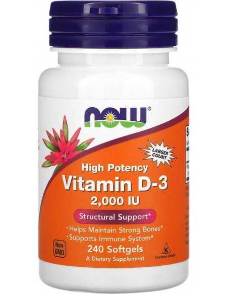 Now Foods, Vitamin D3 (Vitamiin D3), 50 mcg (2000 IU), 240 geelkapslit