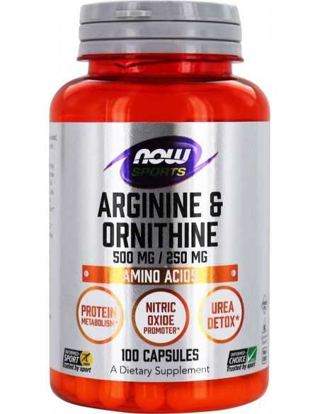 Now Foods, Arginine & Ornithine, 500 mg / 250 mg, 100 Capsules