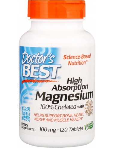Doctor's Best, Magnesium, High Absorption, 100% Chelated, 120 Tablets
