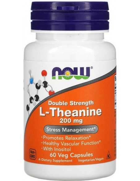 Now Foods, L-Theanine, Double Strength, 200 mg, 60 Veg Capsules