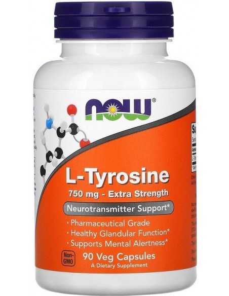 Now Foods, L-Tyrosine (L-türosiin), Extra Strength, 750 mg, 90 kapslit