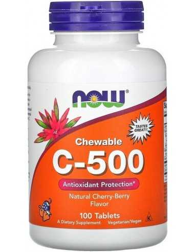 Now Foods, Vitamin C-500, Chewable , Natural Cherry-Berry Flavor, 100 Tablets