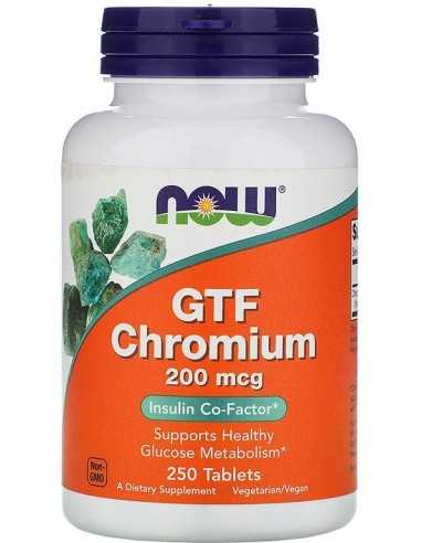 Now Foods, GTF Chromium (Kroom), 200 mcg, 250 tabletti