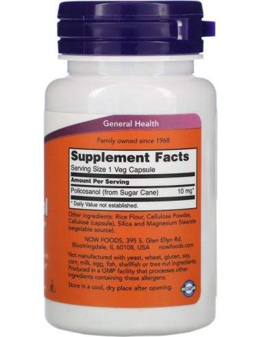 Now Foods, Policosanol (Polikosanool), 10 mg, 90 kapslit