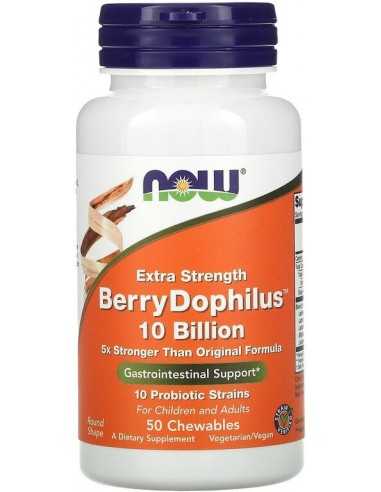 Now Foods, Extra Strength Berry Dophilus (Probiootikumid lastele), 10 Billion, 50 Näritavat tabletti