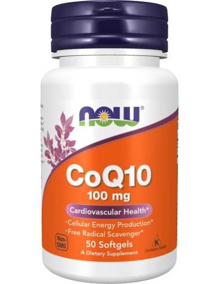 Now Foods, CoQ10, 100 mg, 50 geelkapslit