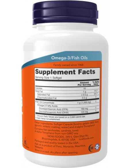 Now Foods, Omega-3, Molecularly Distilled & Enteric Coated, 90 Softgels