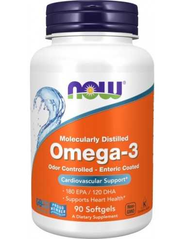 Now Foods, Omega-3, Molecularly Distilled & Enteric Coated, 90 Softgels