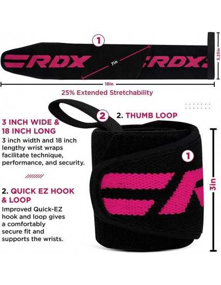 RDX, W2 Bodybuilding Wrist Wraps, Pink / Randmesidemed