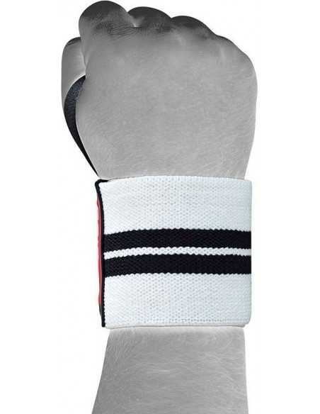 RDX W3W Weight Lifting Wrist Support Wraps With Thumb Loops - Black/White