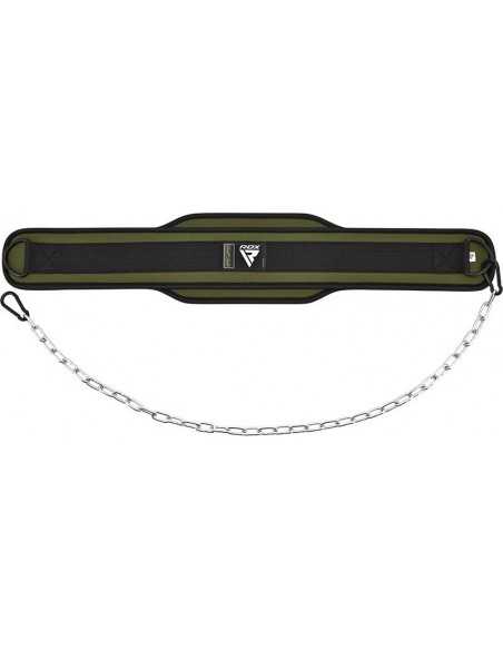 RDX T7 Weight Training Dipping Belt With Chain - Army Green