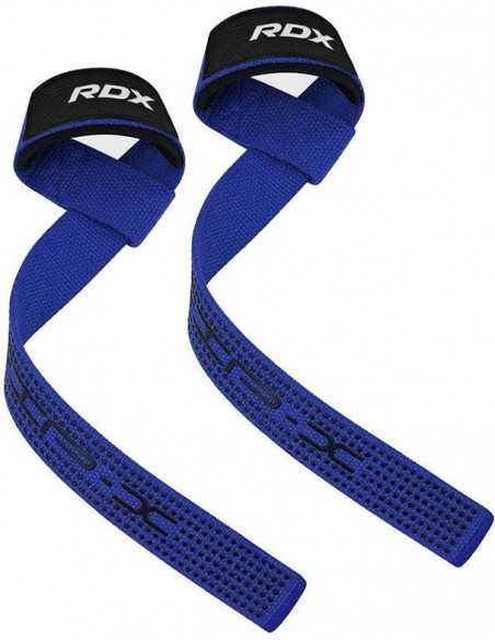 RDX S4 Silicone Gel Coated Non-slip Solid Grip Weight Lifting Gym Straps - Blue