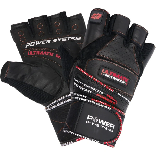 Power System Wrist Wrap Gloves Ultimate Motivation - Red | Power System
