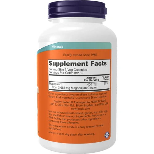 Magnesium Citrate (Magneesiumtsitraat), 240 kapslit | Now Foods