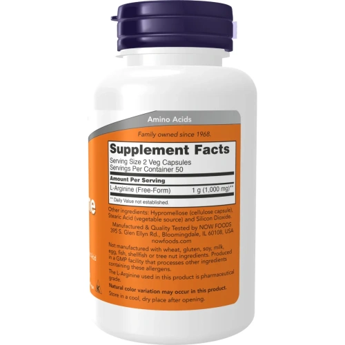 Now Foods, L-Arginine (L-Arginiin), 500 mg, 100 kapslit | Aminohapo... 2