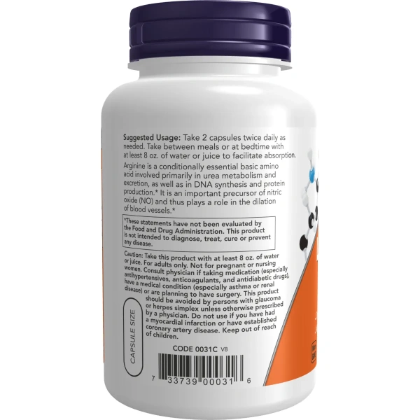 Now Foods, L-Arginine, 500 mg, 100 Veg Capsules | Now Foods