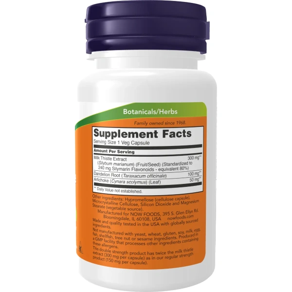 NOW Foods Milk Thistle Extract with Artichoke & Dandelion, 300mg Double Strength, 50 vcaps | Now Foods