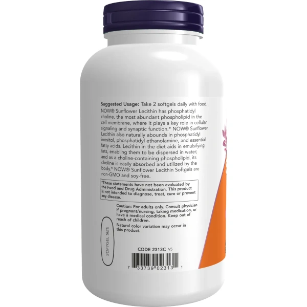 NOW Foods Sunflower Lecithin, 1200mg, 200 softgels | Now Foods