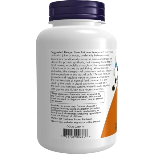 NOW Foods Taurine, Pure Powder, 227g | Now Foods