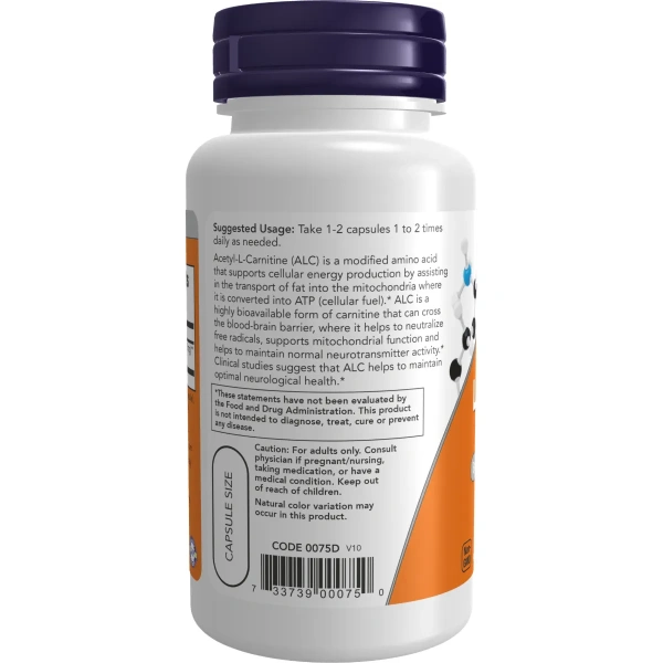 NOW Foods, Acetyl-L- Carnitine, 500 mg, 50 Veg Capsules | Now Foods