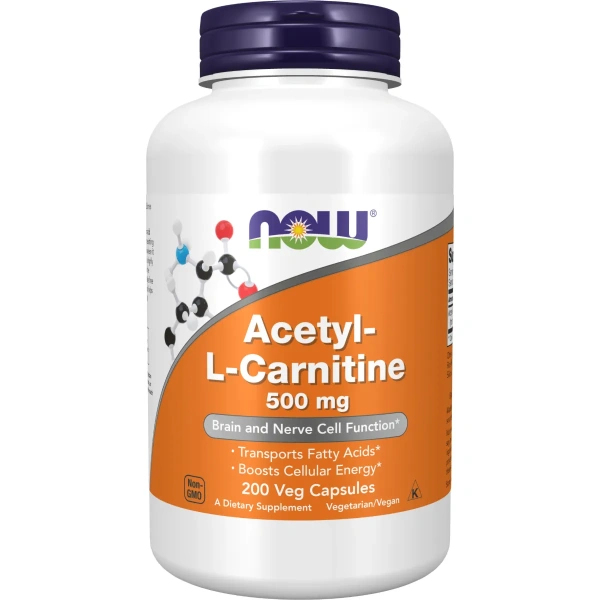 Now Foods, Acetyl-L-Carnitine (Atsetüül L-Karnitiin), 500 mg, 200 kapslit | Now Foods