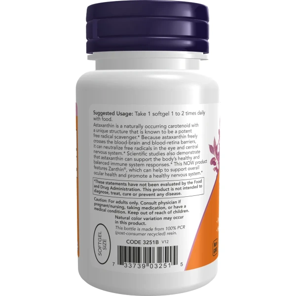 Now Foods, Астаксантин, 4 мг, 60 растительных мягких желатиновых капсул | Now Foods