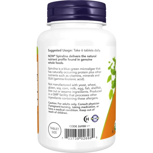 Now Foods, Certified Organic Spirulina, 500 mg, 200 Tablets | Now Foods
