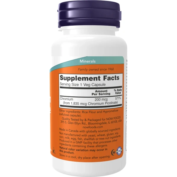Now Foods, Chromium Picolinate, 200 mcg, 100 Veg Capsules | Now Foods