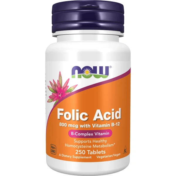 Now Foods, Folic Acid (Foolhape), 800 mcg, 250 Tabletti | Now Foods