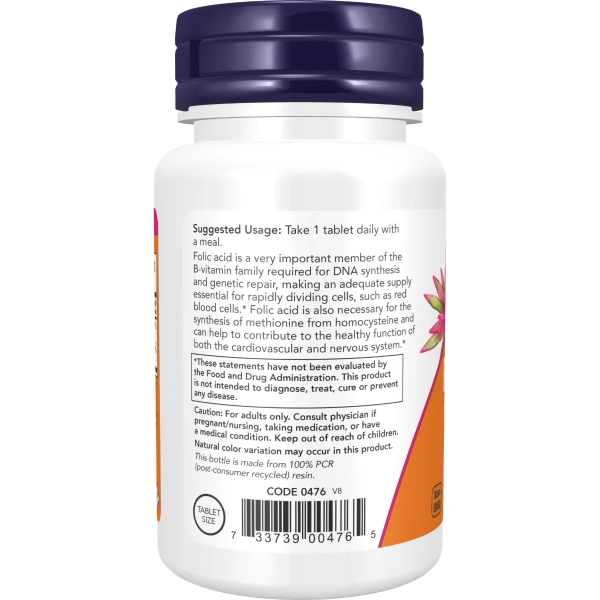 Now Foods, Folic Acid (Foolhape), 800 mcg, 250 Tabletti | Now Foods